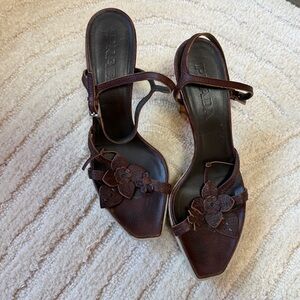 Prada Dark Brown Floral Heels